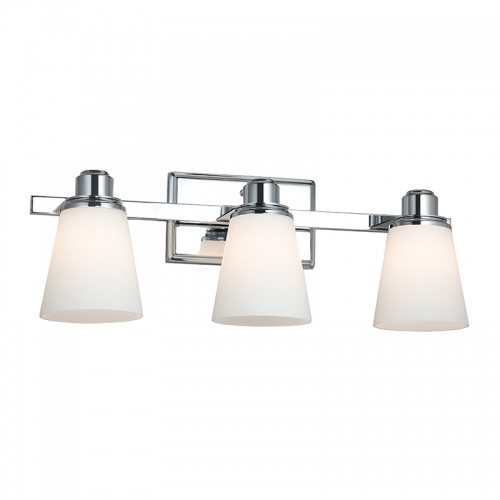 3 Light Vanity Light, Modern Chrome Bathroom Wall Lights with Glass Indoor Bath Vanity Lighting Fixtures over Mirror XB-W220-3-CH