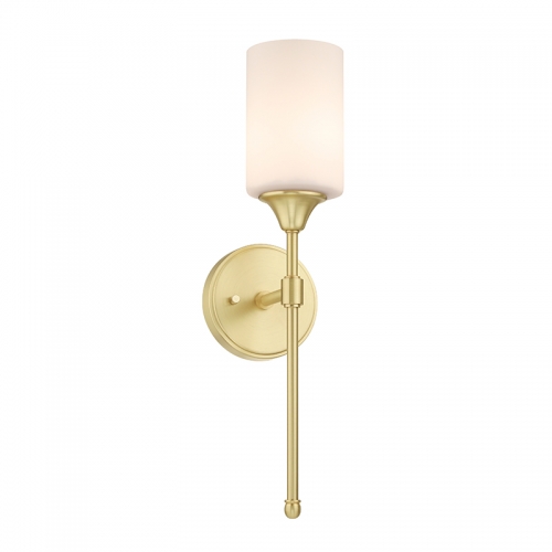 Wall Sconce, Bathroom Vanity Light with Glass, Classic Wall Fixture Satin Brass Finish for Bathroom XB-W1216-SB