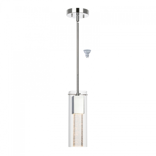 Pendant Lighting, Modern Chrome 1 Light Mini Kitchen Island Hanging Pendant Light with Glass XB-P1110-SQ