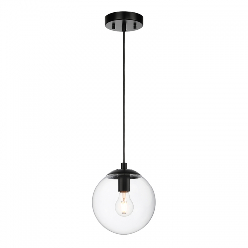 Kitchen Pendant Light, Modern 1 Light Globe Pendant Lighting Fixture Black Adjustable Pendant Ceiling Light XB-P1259-MBK