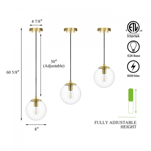 Light Society - Zeno 1-Light Clear/Brass Globe Ceiling Light with cheapest Glass Shade