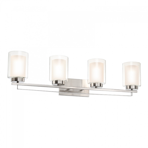 Wall Light 4 Light Bathroom Vanity Lighting with Dual Glass Shade in Brushed Nickel Indoor Wall Mount Light  XB-W1195-4-BN