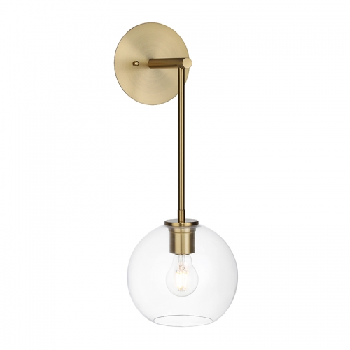 Sconces Wall Lighting, Modern Glass Globe Wall Sconce Hardwired Brushed Brass Vanity Sconce Light Fixture for Kitchen Bathroom Living Room XB-W1263-BS