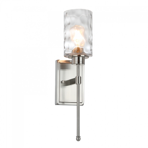 Wall Sconce 1 Light Sconces Wall Lighting with Glass, Modern Bathroom Vanity Light Brushed Nickel Finish XB-W1227-BN