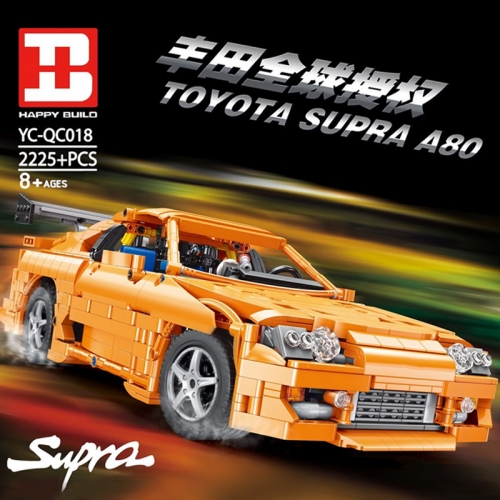 【Clearance Stock】HappyBuild YC-QC018 Tcehnic 【TOYOTA SUPRA A80】 building blocks 2225pcs bricks Toys For Gift from China