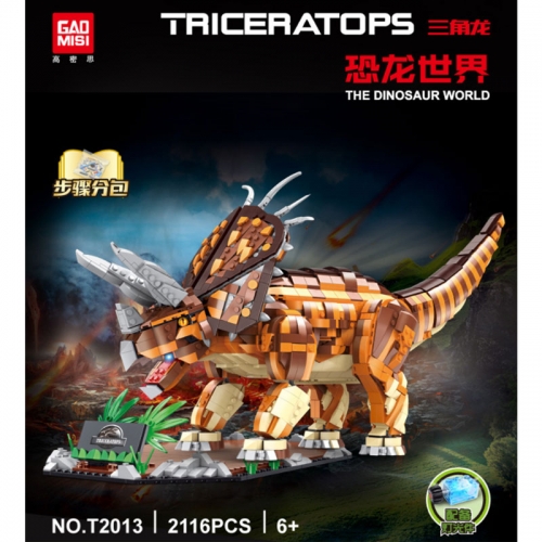 GAOMISI T2013 Dinosaur World Jurassic Triceratops Building Blocks 2116pcs Bricks Toys For Gift ship from China（With lighting Bricks)）