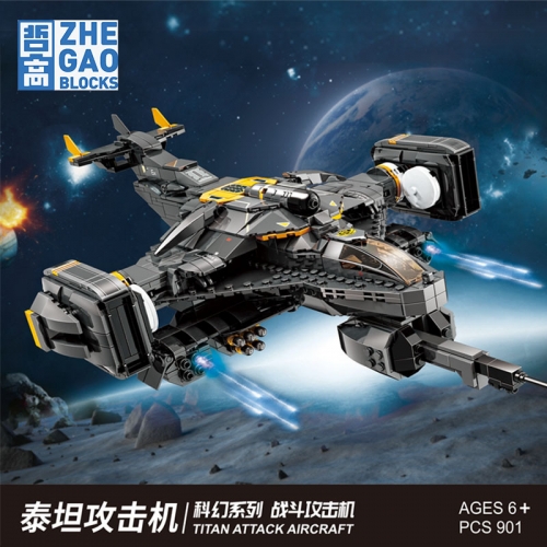 ZHEGAO QJ5002 Science Fiction Series Titan Attack Aircraft Building Blocks Toy 901pcs Ship From China
