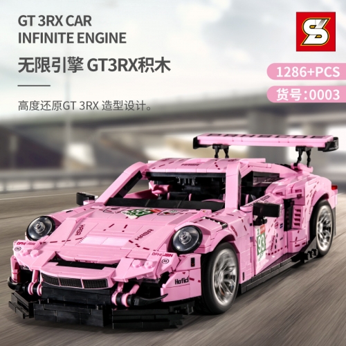 SY0003 Technic Pink 'Porsche' GT3 RS Building Block model 1063pcs Ship From China