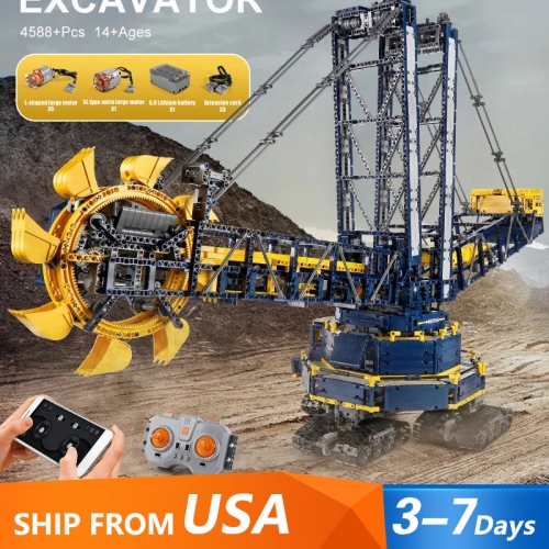 Mould King 17006 High-Tech Series Bucket Wheel Excavator Electric Remote Control APP Building Block Model 4588pcs Ship From USA 3-7 Days Delivery