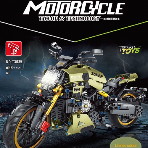 TaiGaoLe T3035 Moc Technical Cool Super motorcycle building Blocks 658pcs Bricks without Motor ship from China.