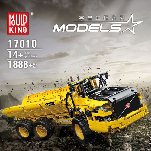 Mould King 17010 Moc Technical Custom RC Dump Truck Car Model Building Blocks with APP Remote Control Bricks 1888pcs Toys Ship from China.