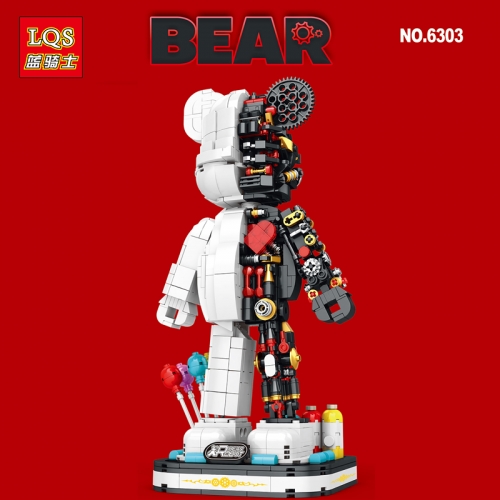 LQS 6303 MOC Semi-mechanical white bear three-dimensional ornament Model Building Blocks with Light Parts 1160pcs bricks ship from China.