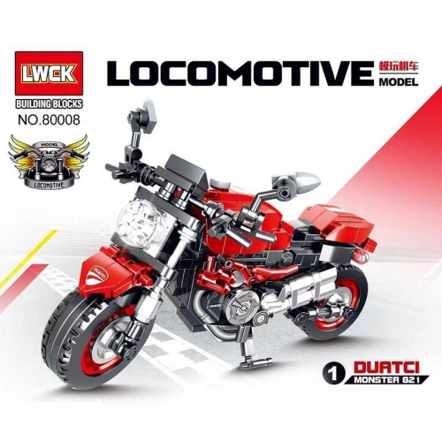 LWCK 80008-1 Moc Technic "Ducati"Racers  "Monster" 821 Motorcycle Model Building Blocks 306pcs bricks Toys ship from China.