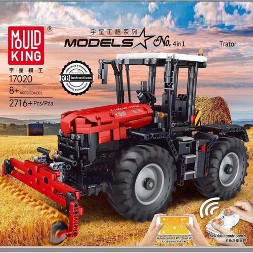 Mould King 17020 MOC Technic 4 IN 1 Trator Car Model App Remote Control Building Blocks With 2716pcs Ship from China.