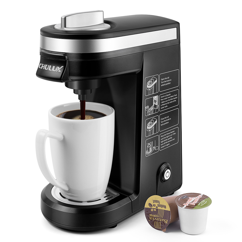 Dropship Single Serve Coffee Maker KCUP Pod Coffee Brewer, CHULUX Upgrade  Single Cup Coffee Machine Fast Brewing, All In One Simply Coffee Maker For  K CUP Ground Coffee Tea, Mini Coffee Machine