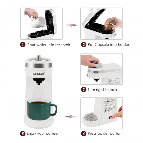 CHULUX Single Cup Coffee Maker Brewer,One Touch Function Compact