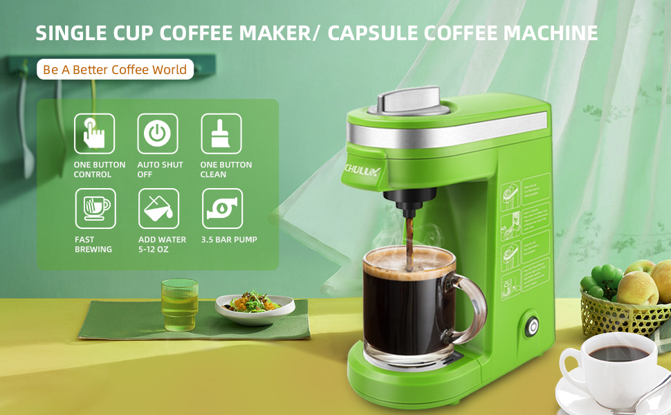 CHULUX Single Serve Coffee Maker Brewer for Single Cup Capsule