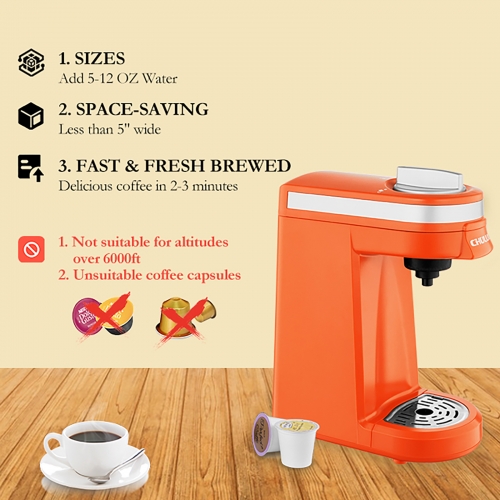 Chulux Upgrade Single Serve Coffee Maker 12oz Fast Brewing Machine Brewer