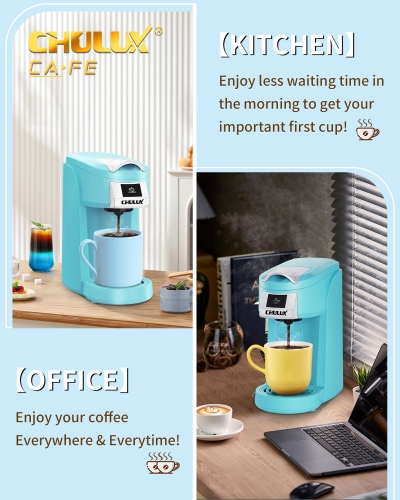 Dropship CHULUX Single Serve 12 Ounce Coffee Brewer,One Button Operation  With Auto Shut-Off For Coffee Or Tea,Cyan to Sell Online at a Lower Price