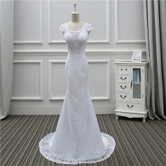 V Neck Sexy Simple Lace White Mermaid Wedding Dresses Robe De Mariage Vestido De Noiva Trouwjurk  WZM04