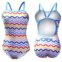 Wave pattern one piece swimsuit