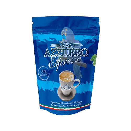 Custom logo blue stand up pouch zipper doypack coffee bag 250g/500g/1kg