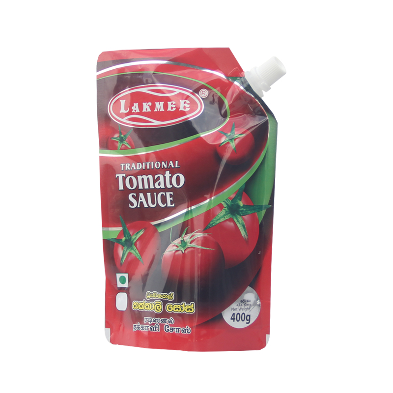 Lakmee Tomato Sauce Corner Spout Pouches Customized Standing up bag for 400g