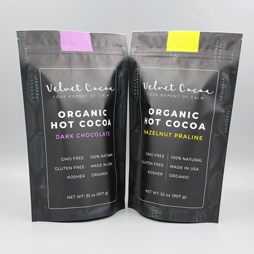 Matte black aluminum foil packaging stand up coffee bag with zipper & valve