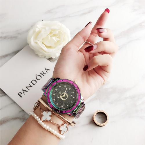 colorful pandor*a stainless steel watch