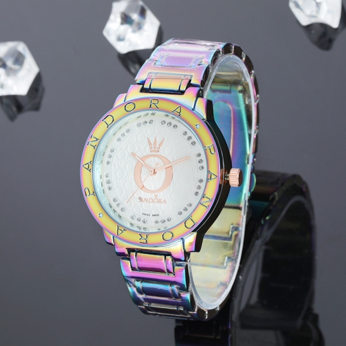 colorful pandor*a stainless steel watch