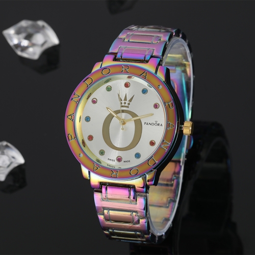 colorful pandor*a stainless steel watch