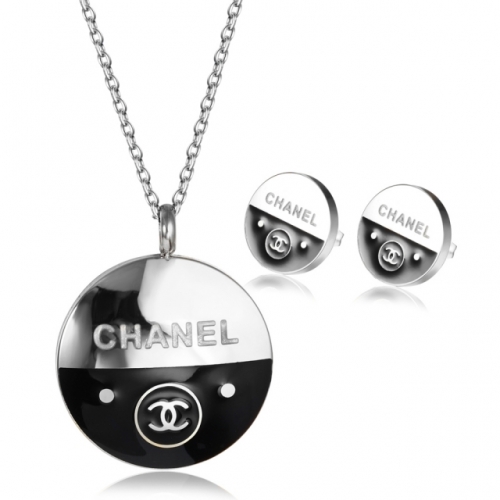 HY200716-CHS-018 Stainless steel Chane*l necklace+earring-P18D