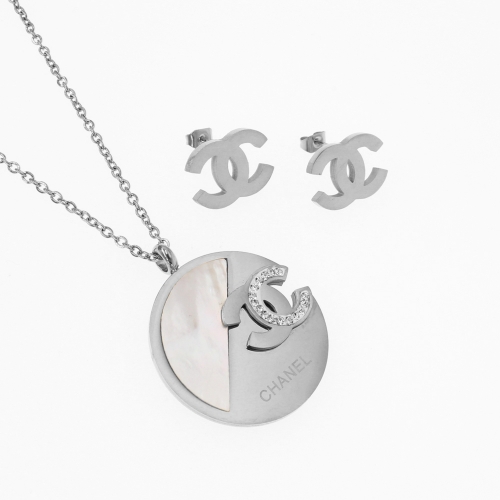 HY200716-CHS-005 Stainless steel Chane*l necklace+earring-P16