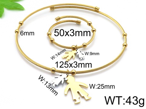K20200807-KS90156-Z  Stainless steel little boy necklace + bangle