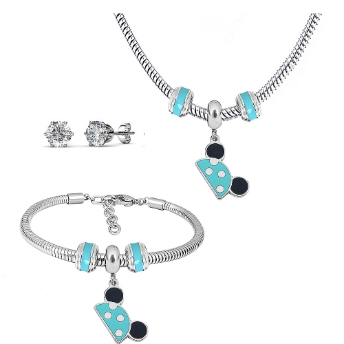Stainless steel pandor*a necklace bracelet and earring set P200902-T75