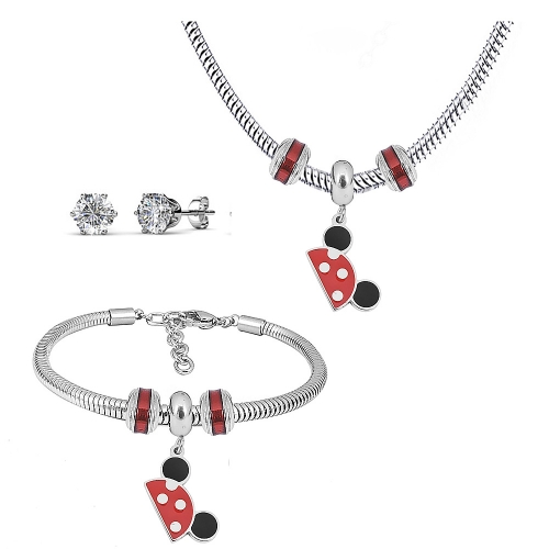 Stainless steel pandor*a necklace bracelet and earring set P200902-T76