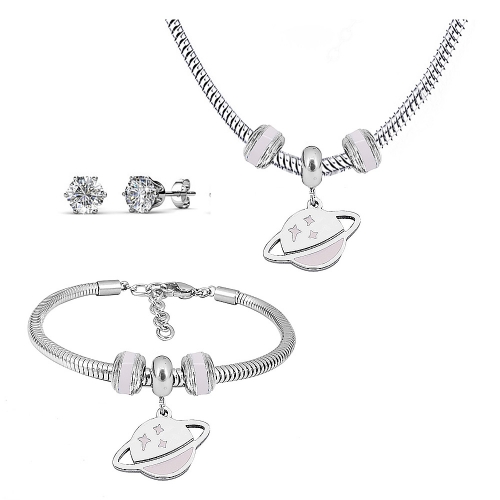 Stainless steel pandor*a necklace bracelet and earring set P200902-T22