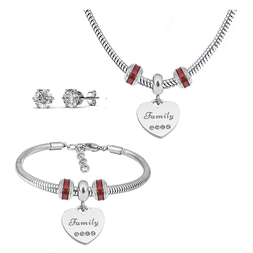 Stainless steel pandor*a necklace bracelet and earring set P200902-T57