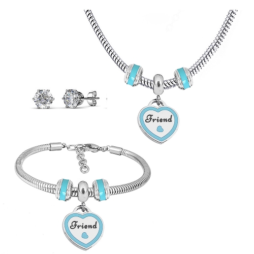Stainless steel pandor*a necklace bracelet and earring set P200902-T20