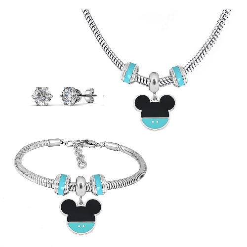 Stainless steel pandor*a necklace bracelet and earring set P200902-T5