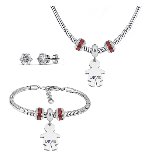 Stainless steel pandor*a necklace bracelet and earring set P200902-T55