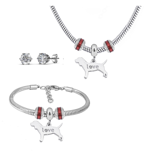 Stainless steel pandor*a necklace bracelet and earring set P200902-T51