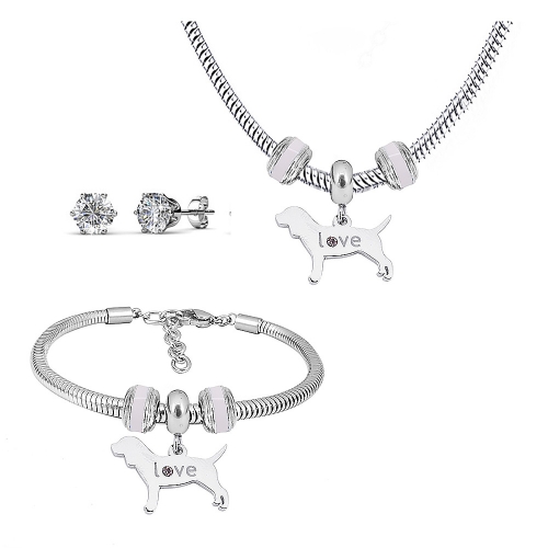 Stainless steel pandor*a necklace bracelet and earring set P200902-T50