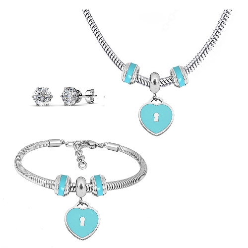 Stainless steel pandor*a necklace bracelet and earring set P200902-T16
