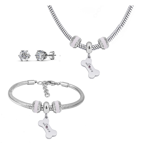 Stainless steel pandor*a necklace bracelet and earring set P200902-T52