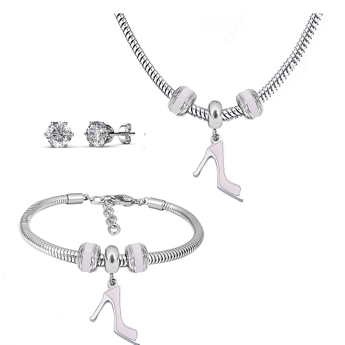 Stainless steel pandor*a necklace bracelet and earring set P200902-T45