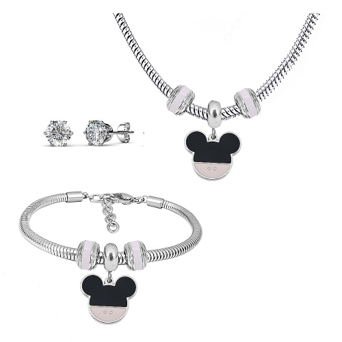 Stainless steel pandor*a necklace bracelet and earring set P200902-T6