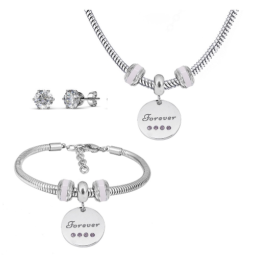 Stainless steel pandor*a necklace bracelet and earring set P200902-T61