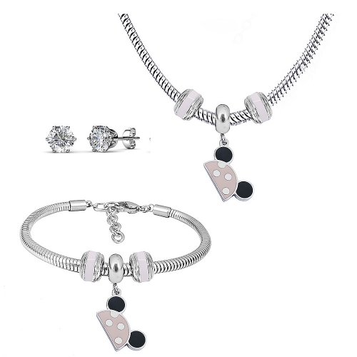 Stainless steel pandor*a necklace bracelet and earring set P200902-T74