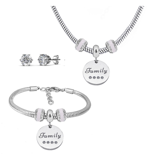 Stainless steel pandor*a necklace bracelet and earring set P200902-T62